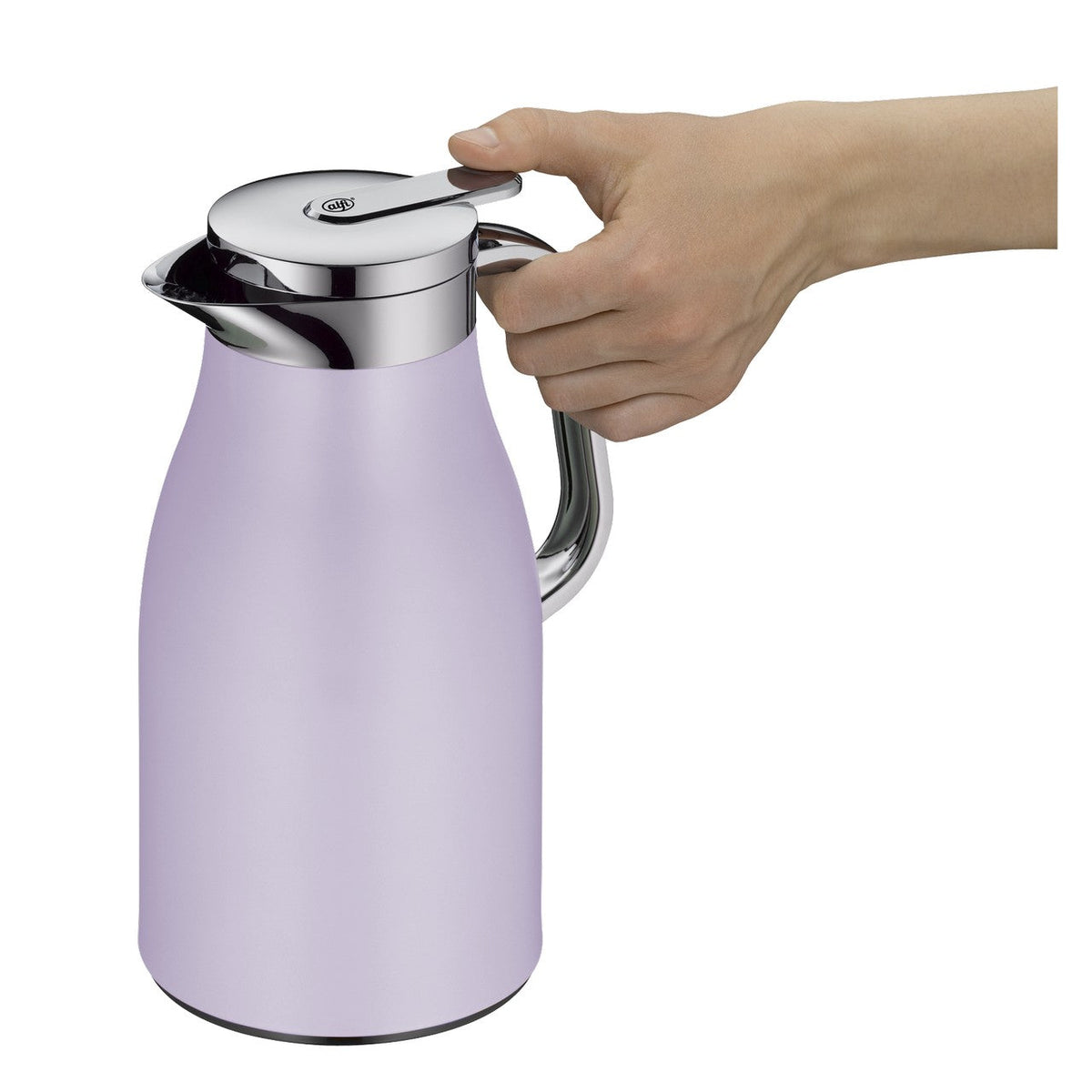 alfi Skyline thermoskan in pastel lavender op de ontbijttafel
