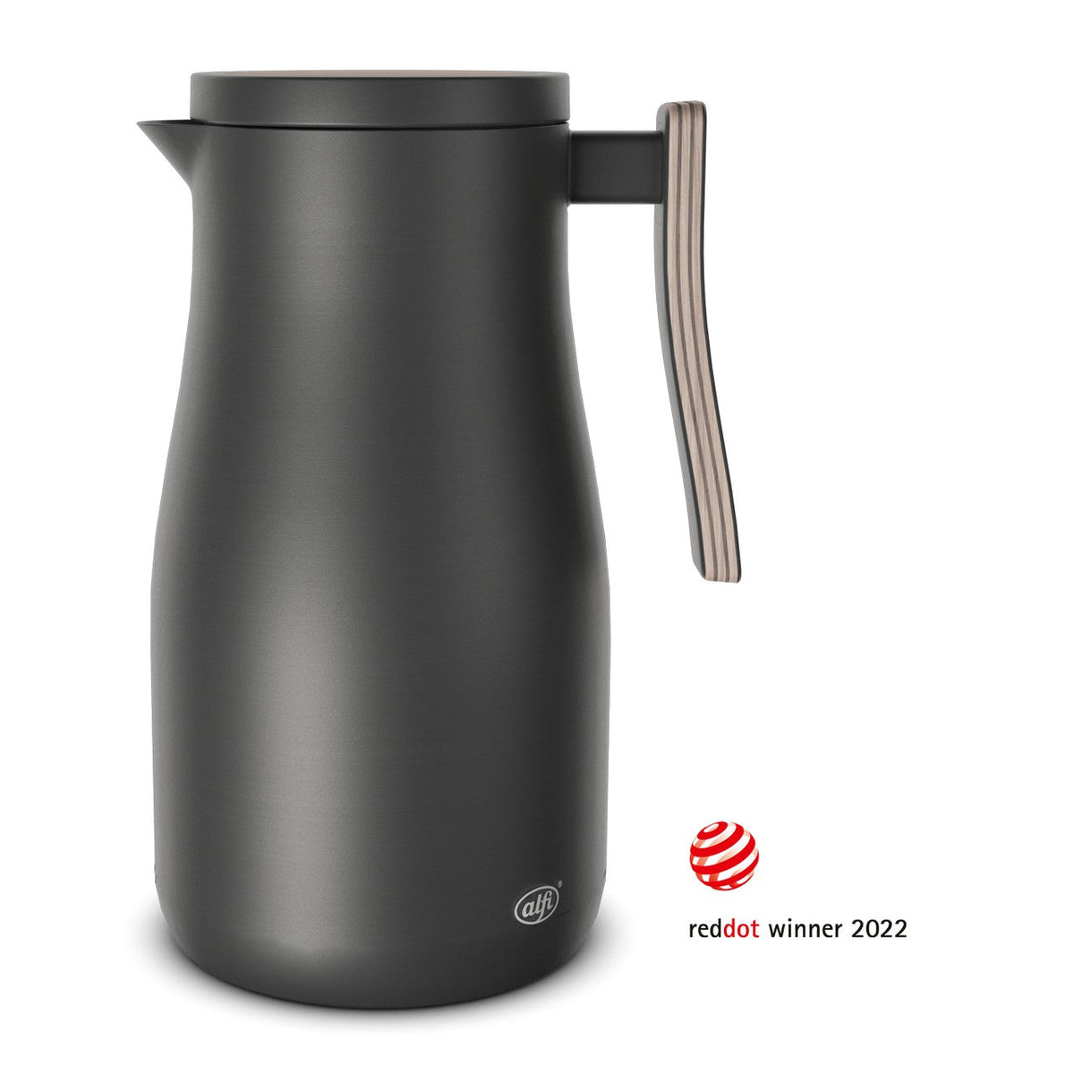alfi Studio Allure isoleerkan in velvet black met eikenhouten handvat